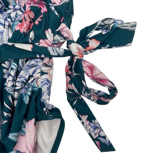 PINKBLUSH Maternity Bathing Suit Floral Green Ivory Pink Blue Women’s Size Small - Picture 6 of 10